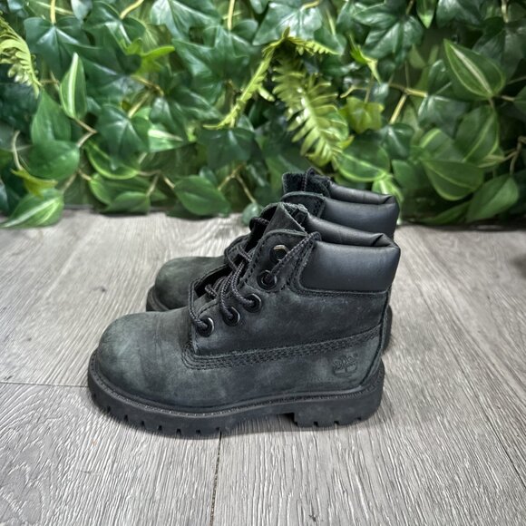 TODDLER TIMBERLAND  6" PREMIUM WATERPROOF BOOT BLACK NUBUCK SIZE 7 - Picture 4 of 8